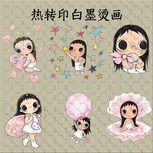 可爱卡通贝壳小玉印花人物热转印白墨烫画T恤卫衣服装辅料DIY装饰