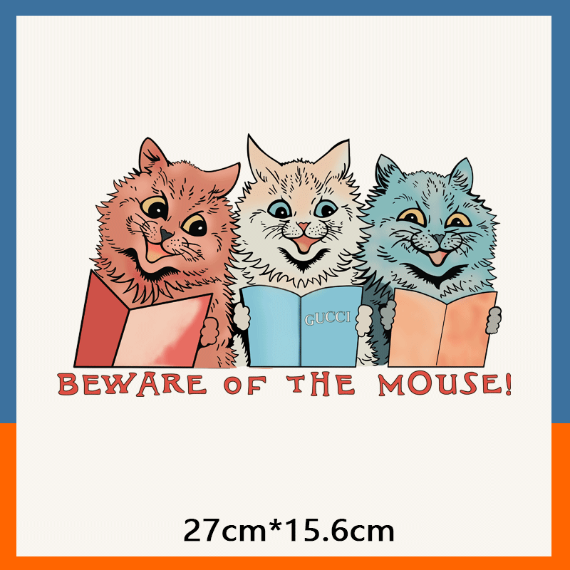 mentoo萌兔 a级过粉白墨烫画 小众 童趣卡通 三只小猫