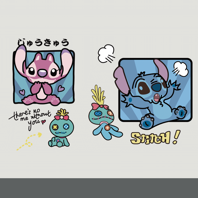 卡通动漫星际宝贝史迪仔大耳怪热转印印花T恤卫衣白墨烫画耐水洗