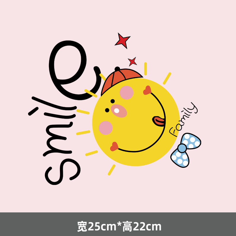 潮牌涂鸦笑脸smile印花t恤卫衣图案热转印白墨烫画童装亲子烫画