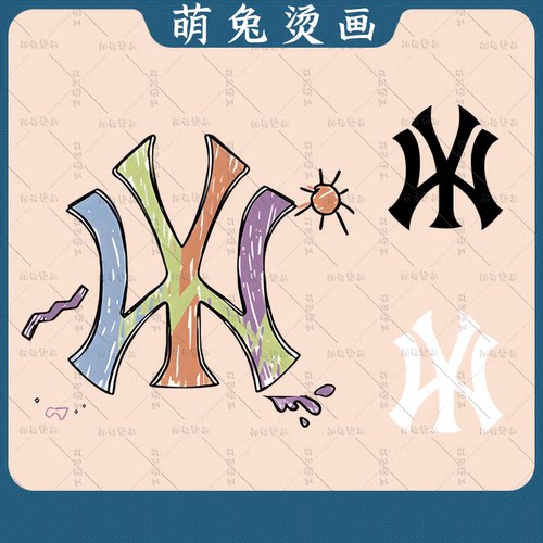 潮牌创意涂鸦N烫画贴热转印印花图案衣服装饰辅料白墨烫画耐水洗