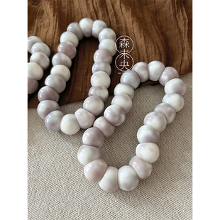 森未央「芋泥山竹」14mm芋泥飘花灰紫飘花蒜瓣大肠菩提根手串