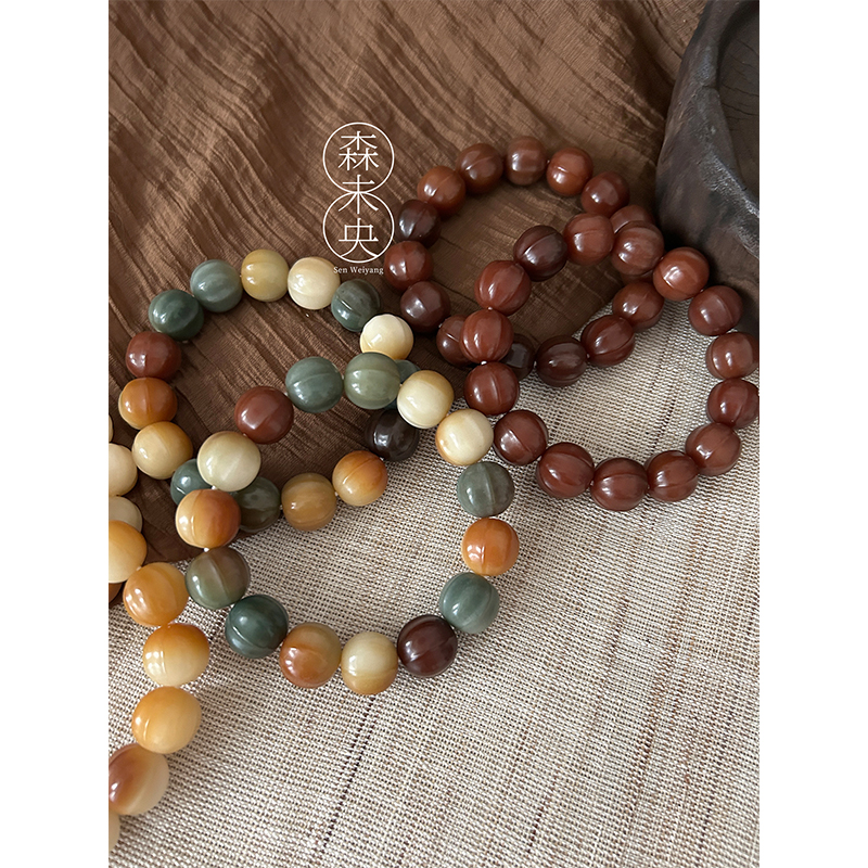 森未央「炭烧可可」15mm大珠鲨鱼背浓郁多宝菩提根手串菩提文玩