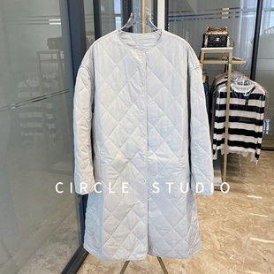 立体棉服长款 北欧风ROW雾面高密防风菱格长款 清仓 外套女 断码