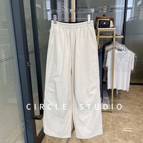 抽绳松紧腰直筒可束脚工装休闲裤