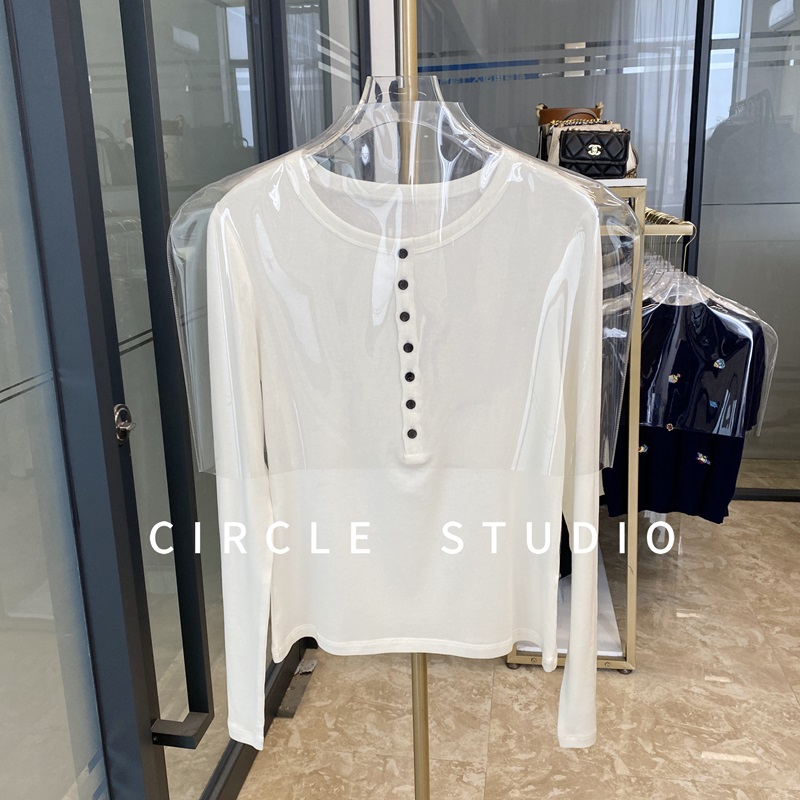 柔肤感长袖修身简约T恤女薄款