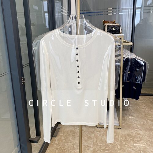 柔肤感长袖修身简约T恤女薄款