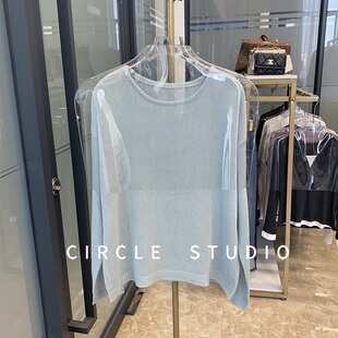 圆领长袖 干爽透气 日本和纸纱 棉 上衣女 针织T恤防晒镂空宽松罩衫