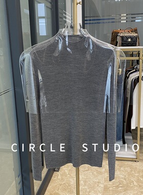 气质到骨子里岛精无缝一体新澳高密羊毛半高领长袖套头叠穿针织衫