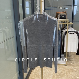 气质到骨子里岛精无缝一体新澳高密羊毛半高领长袖套头叠穿针织衫