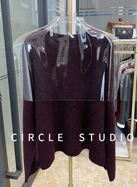 早春新品紫色复古套头毛衣女冬季宽松慵懒风绒感保暖针织衫厚上衣