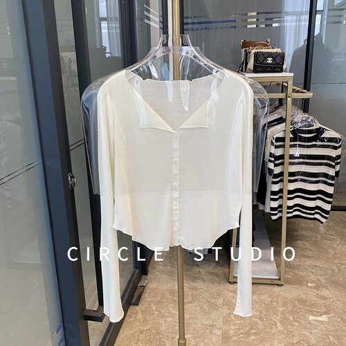 法式随性长袖薄款修身显瘦T恤女