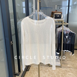 干爽透气 套头T恤女设计后中线上衣 雪花棉简约舒适百搭圆领长袖