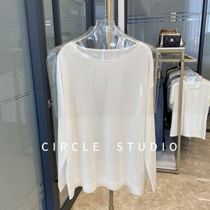 100%兰精天丝48支ROW风裸肤感软垂莱赛尔宽松微透长袖面膜针织衫T