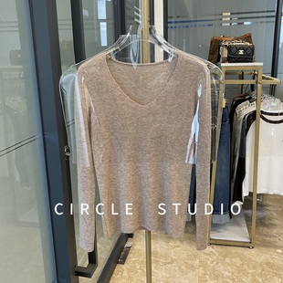 max纯原纱线羊毛V领针织衫 毛衣扬子纱纯羊毛合身有松量秋冬打底衫