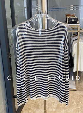 强货自留 莱赛尔+亚麻干爽透气宽松显瘦宽松条纹针织衫女防晒罩衫