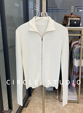 简约时髦 德国扬子纱设计感双拉链立领保暖内搭修身羊毛针织开衫