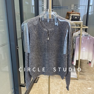 秋冬宽松毛衣外套女 宝针拉链针织开衫 DU家定纺纱 轻奢羊绒羊毛元