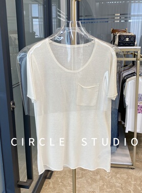 自带时髦 意大利进口干爽细支亚麻朦胧微透慵懒风松弛感珍珠T恤女