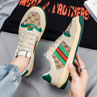 酷奇高端男鞋网红真皮G家脏脏鞋运动休闲板鞋莆田情侣小脏鞋女