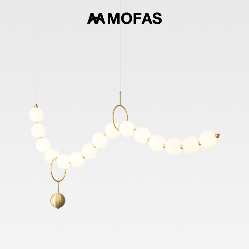MOFAS法式餐厅灯现代简约设计师吧台长条背景墙床头魔豆楼梯吊灯