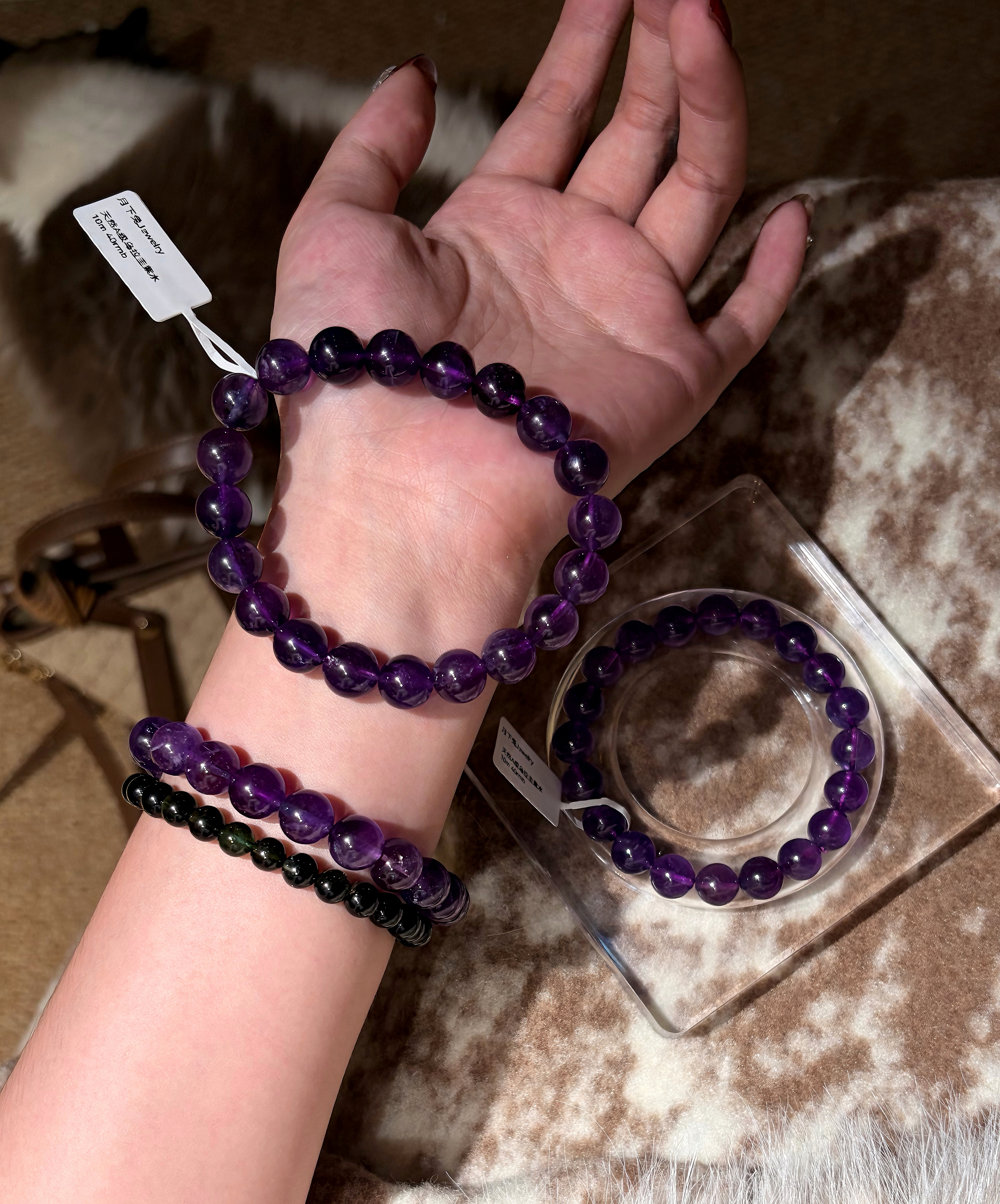 天然乌拉圭紫水晶手链女款单圈水晶手串转运礼物优质款一物一图