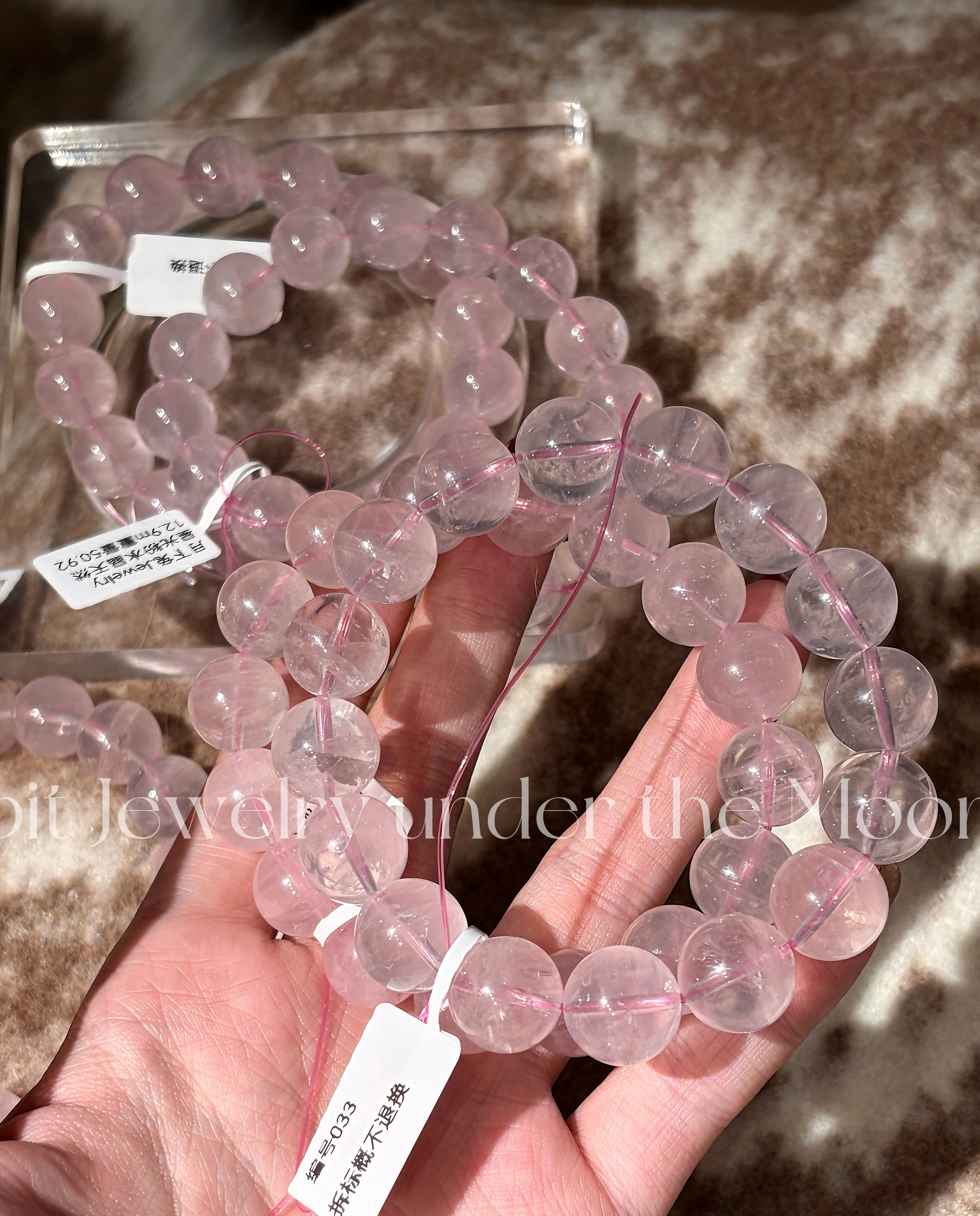 天然粉水晶手链女款单圈水晶手串转运礼物优质款桃花轻奢闺蜜