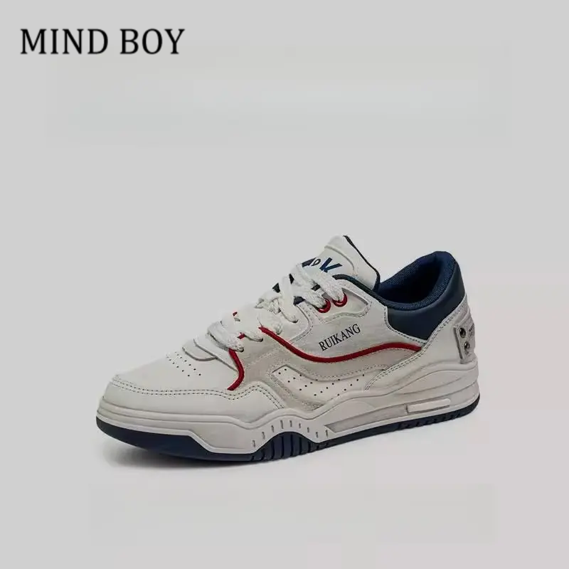 MIND BOY休闲板鞋男款平底鞋低帮复古大码轻奢小众百搭高级感2025
