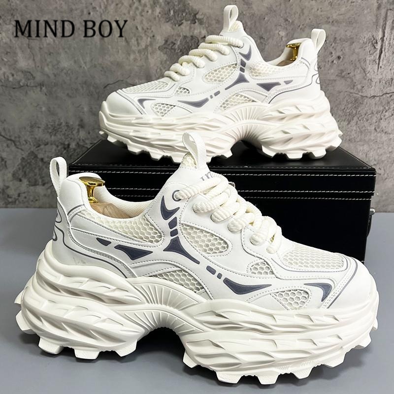 MIND BOY男鞋机甲风老爹鞋2025夏季网面透气厚底鞋子潮牌增高运动