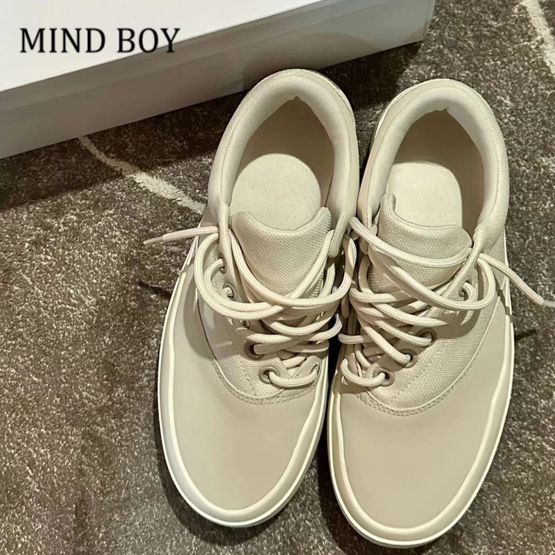 MIND BOY板鞋男款白色青年厚底小众时尚休闲鞋个性帆布鞋潮流英伦