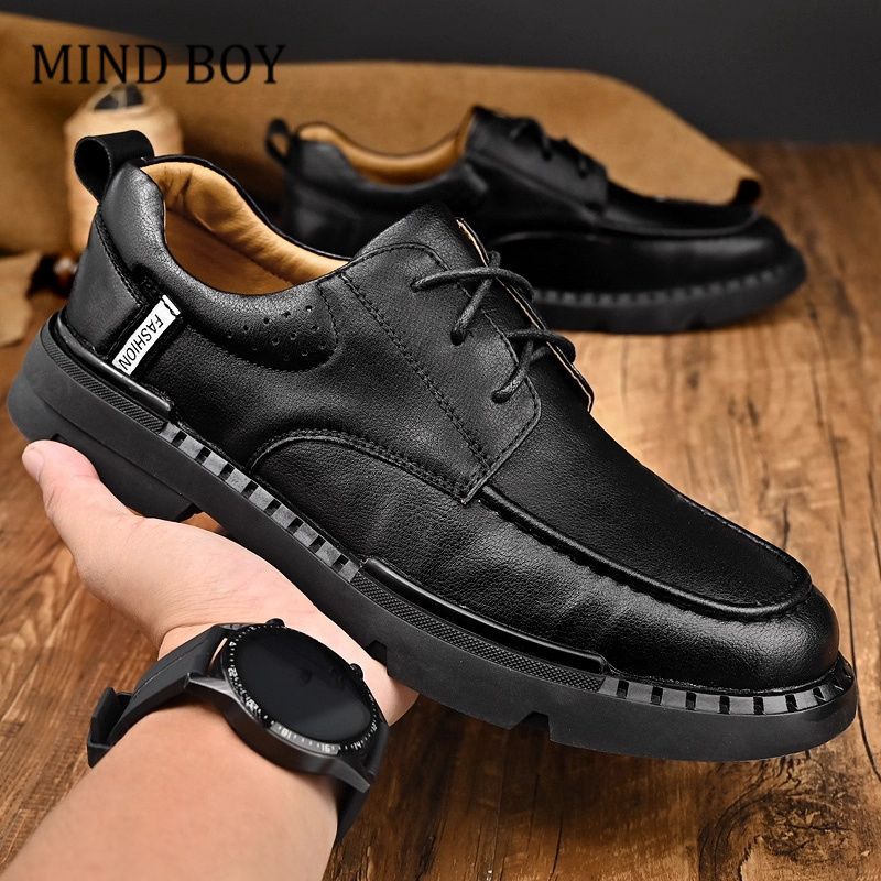 MINDBOY2025新款英伦风厚底皮鞋