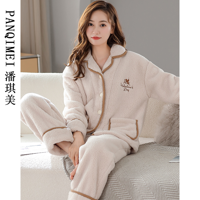冬季女士加厚珊瑚绒睡衣潘琪美女