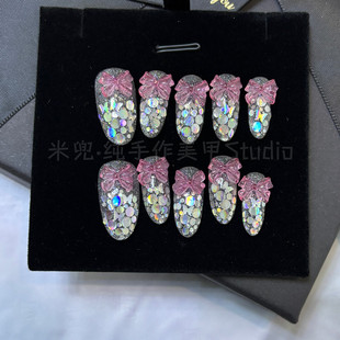 灿若繁星 温柔亮片纯欲风爆闪显白高级感手工穿戴甲美甲成品甲片