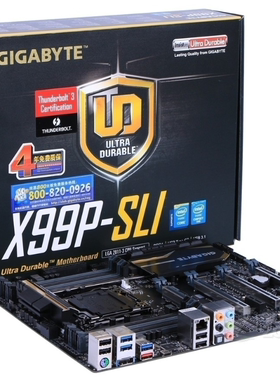 技嘉X99P-SLI 2011v3支持5960x 2698v4 2680v3cpu支持雷电3接口