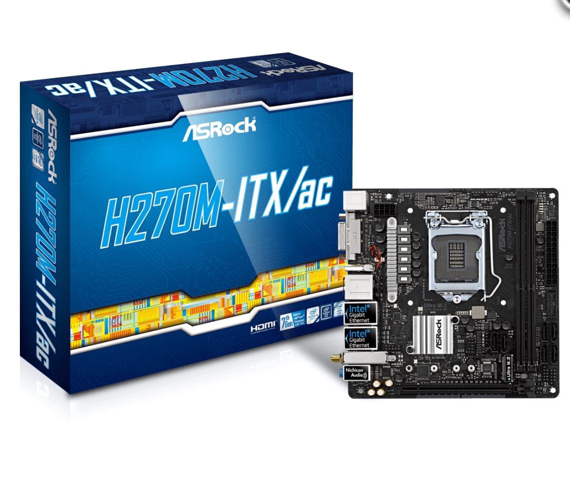 华擎H270M-ITX/AC主板1151支持i56400 6500 6600 7700kcpu处理器