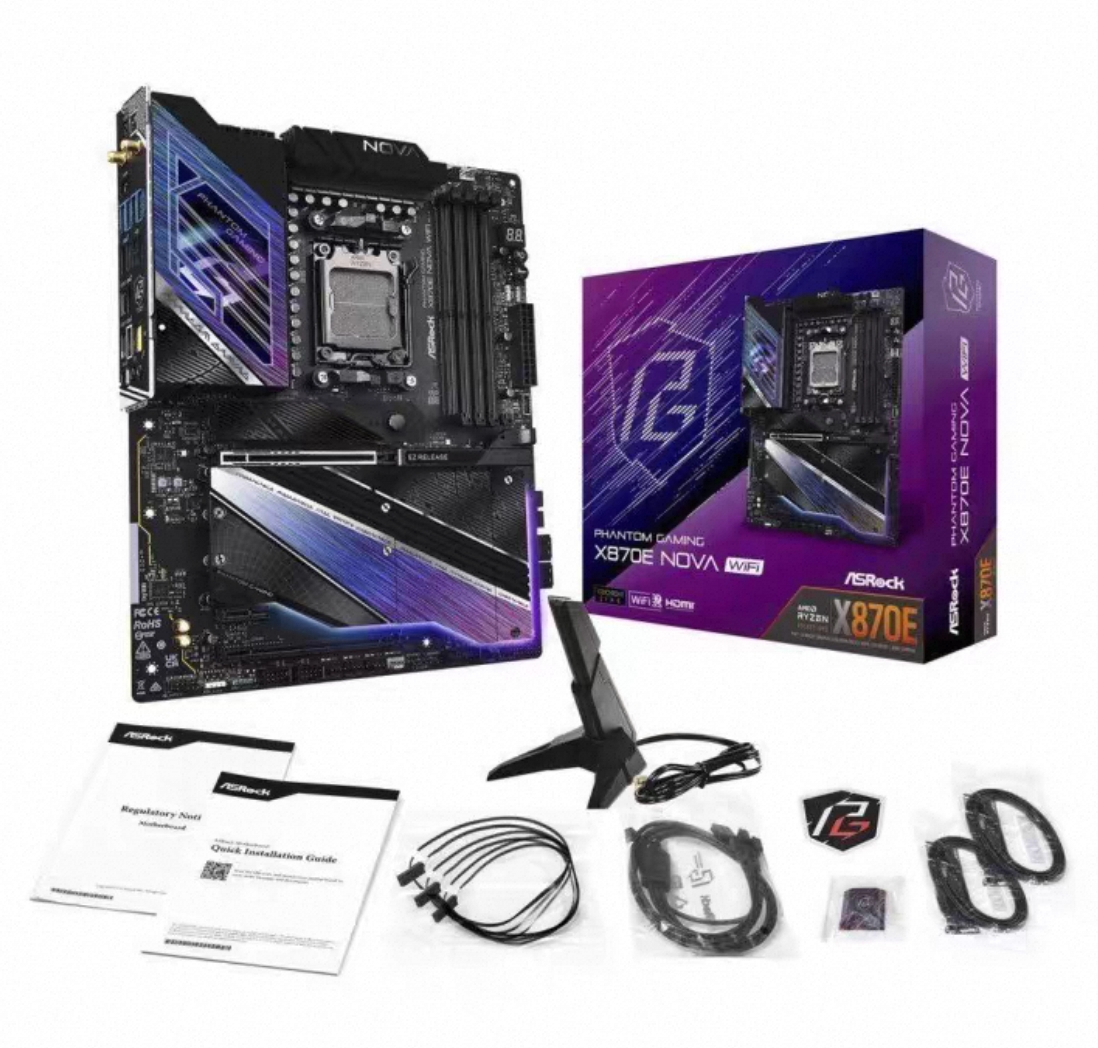 华擎x870e nova wifi幻影新星主板am5支持7800x3d 9700x 9950xcpu