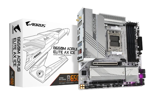 技嘉B650M AORUS ELITE AX ICE冰雕AM5主板支持 7800x3d 7950xcpu-封面