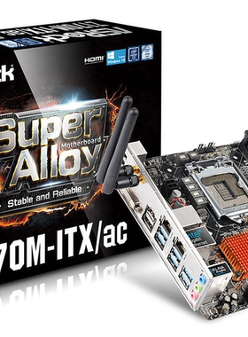 华擎Z170M-ITX/AC主板1151针支持6500 6600 6700 7700kcpu处理器