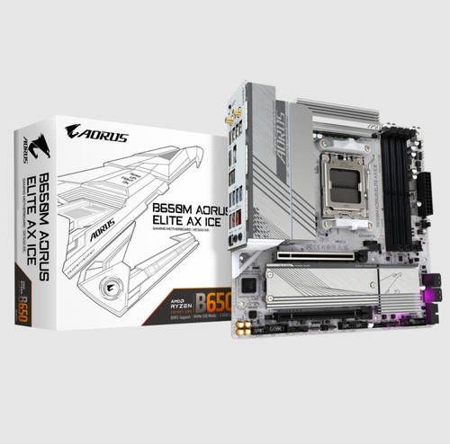 技嘉B650M AORUS ELITE AX ICE冰雕主板支持7800x 7950x 9950xcpu