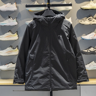 李宁中长款羽绒服男子2025冬季宽松保暖防泼水连帽外套AYMV225