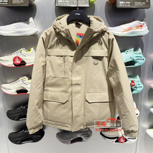 防泼水保暖宽松运动夹克AYMV295 新款 李宁男子短款 羽绒服2025冬季