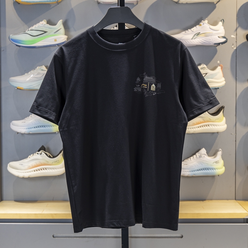 李宁短袖男子透气短袖文化衫