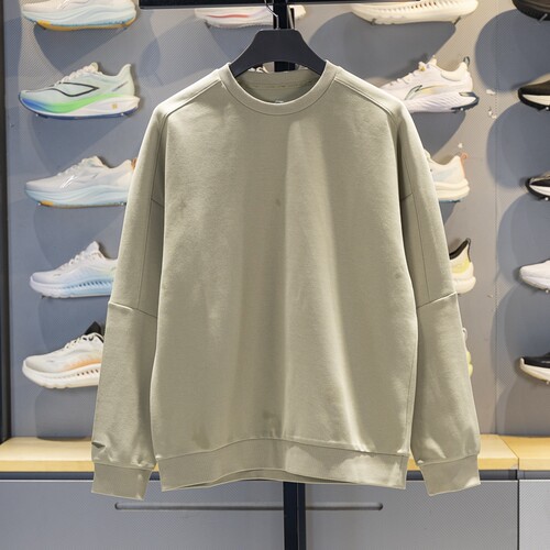 李宁男子圆领宽松套头无帽卫衣