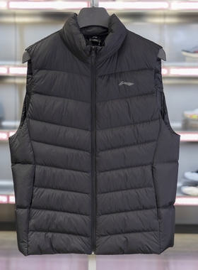 李宁羽绒马甲男士2024冬季款健身系列90%鸭绒保暖运动马甲AMRU017