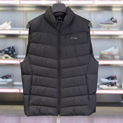 李宁防风保暖鸭绒男士羽绒马甲