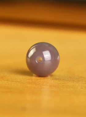 建廷 新疆和田玉烟紫单珠散珠配珠配饰 冰底冰种烟紫羊脂玉圆珠