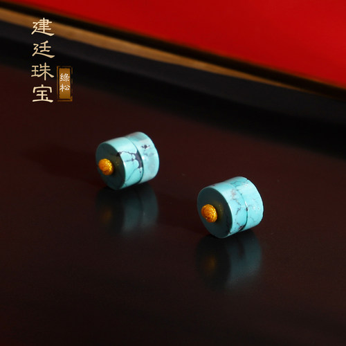 原矿绿松直切隔珠散珠