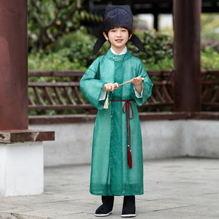 儿童汉服男童古风唐装小少爷唐制圆领袍李白古装国学演出服春秋款