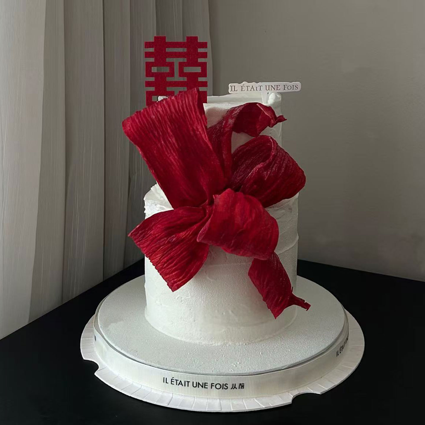 红色系中式浪漫订婚结婚蛋糕装饰