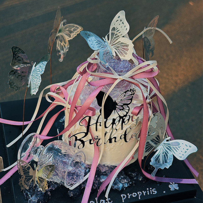 2.14情人节幻彩蝴蝶结蛋糕装饰透明玻璃杯蝴蝶结丝带亚克力插件,节庆用品/礼品,蛋糕/烘焙装饰用品,淘宝优惠券,粉丝福利购,淘宝优惠卷